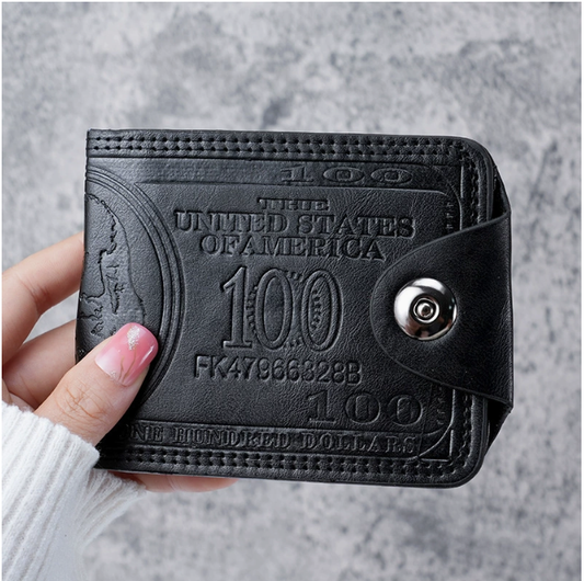 Compact Dollar-Print PU Wallet